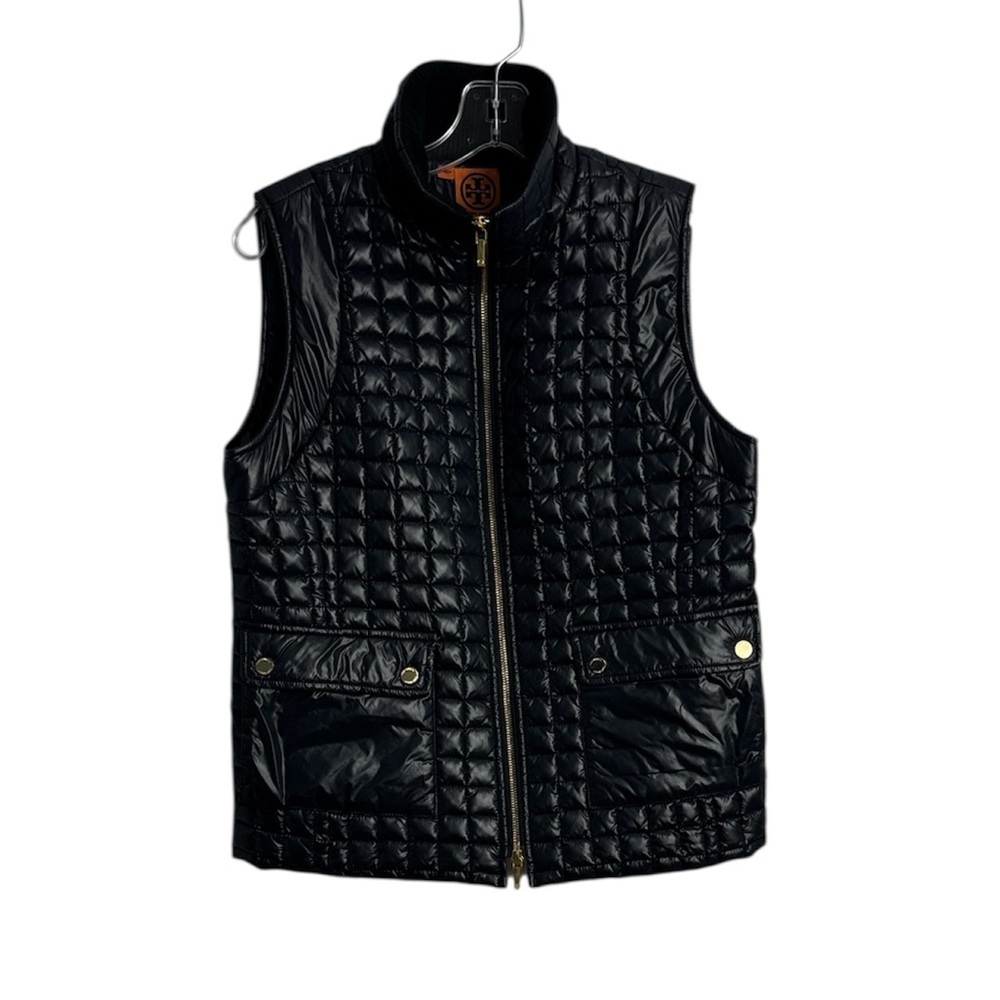 Tory Burch Tricia‎ Puffer Vest Navy Blue Size Small